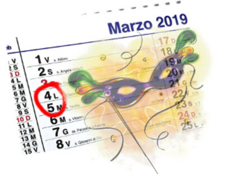 1° Marzo 2019 e Ponte di Carnevale