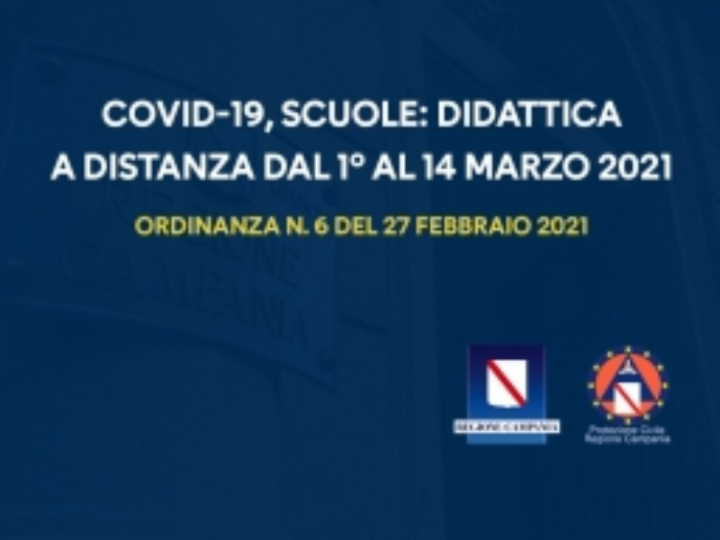 SOSPENSIONE ATTIVITÀ DIDATTICA IN PRESENZA Ordinanza regionale n. 06 del 27.02.2021